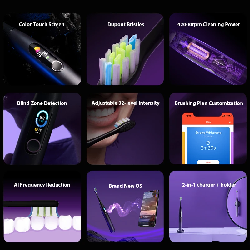 Oclean X Pro Smart Sonic Electrical Toothbrush Set IPX7 Ultrasound Whitener Brush Rechargeable Automatic Ultrasonic Teethbrushes