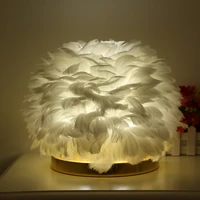 creative ins girl feather table lamp light luxury bedroom hemisphere net red warm romantic personality decorative bedside lamps
