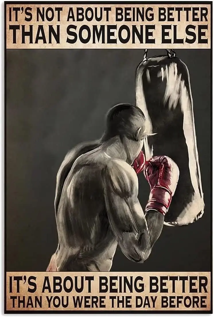 Мужской боксерский мотивационный ВИНТАЖНЫЙ ПЛАКАТ алюминиевая металлическая