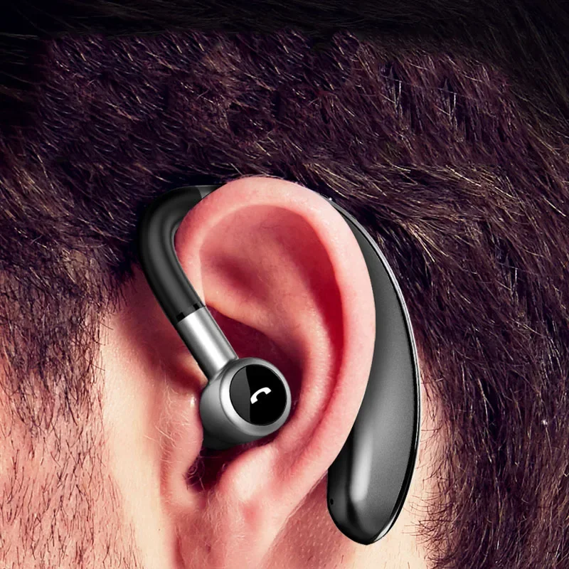 Фото Беспроводные наушники Bluetooth-вкладыши с микрофоном громкой связи для вождения спортивные ушные крючки V7 с шумоподавлением регулировка громкости наушников №5