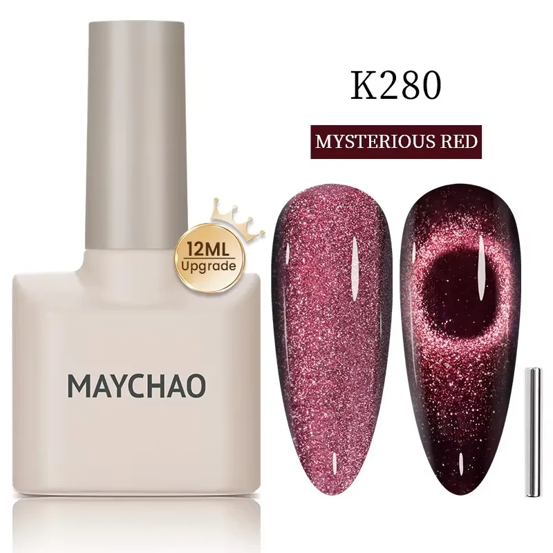 MAYCHAO Mysterious Red Cat Eye Гель-лак для ногтей с магнитом Soak off УФ-голографический