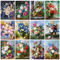 chenistory painting by numbers on canvas paint kit classical flowers coloring by number adults crafts home decor picture drawing