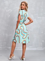 2022 summer womens new hot sale printed short sleeve dress