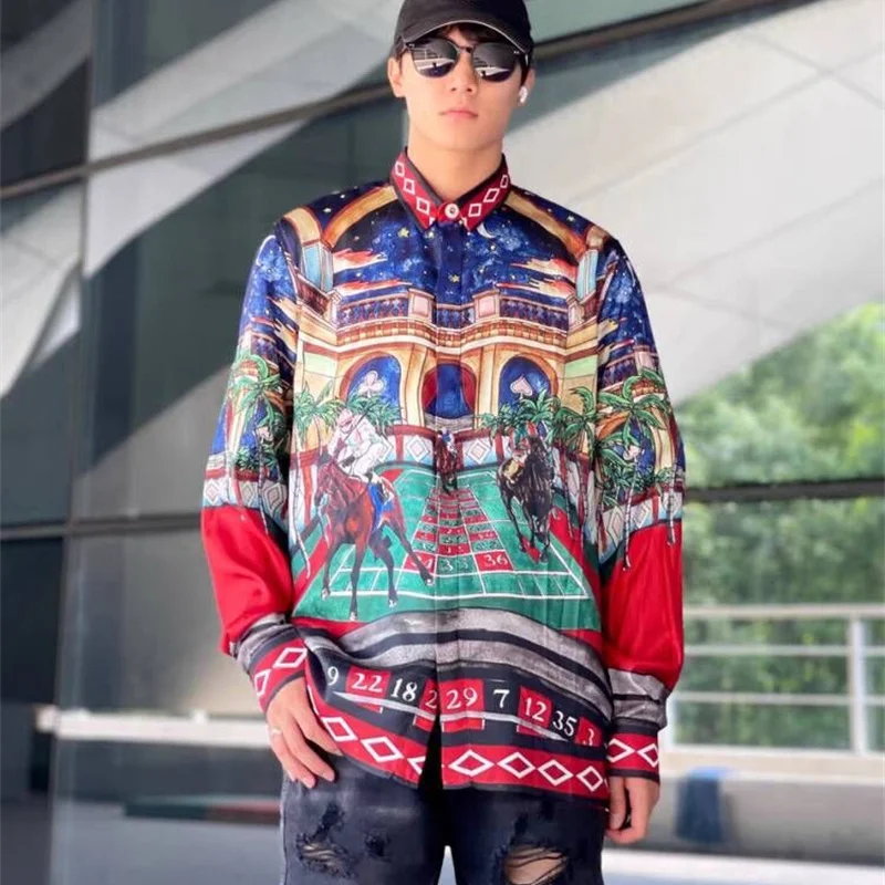 

2023 New Line Marseille Printed Silk Lovers High Quality Long Sleeve Shirt