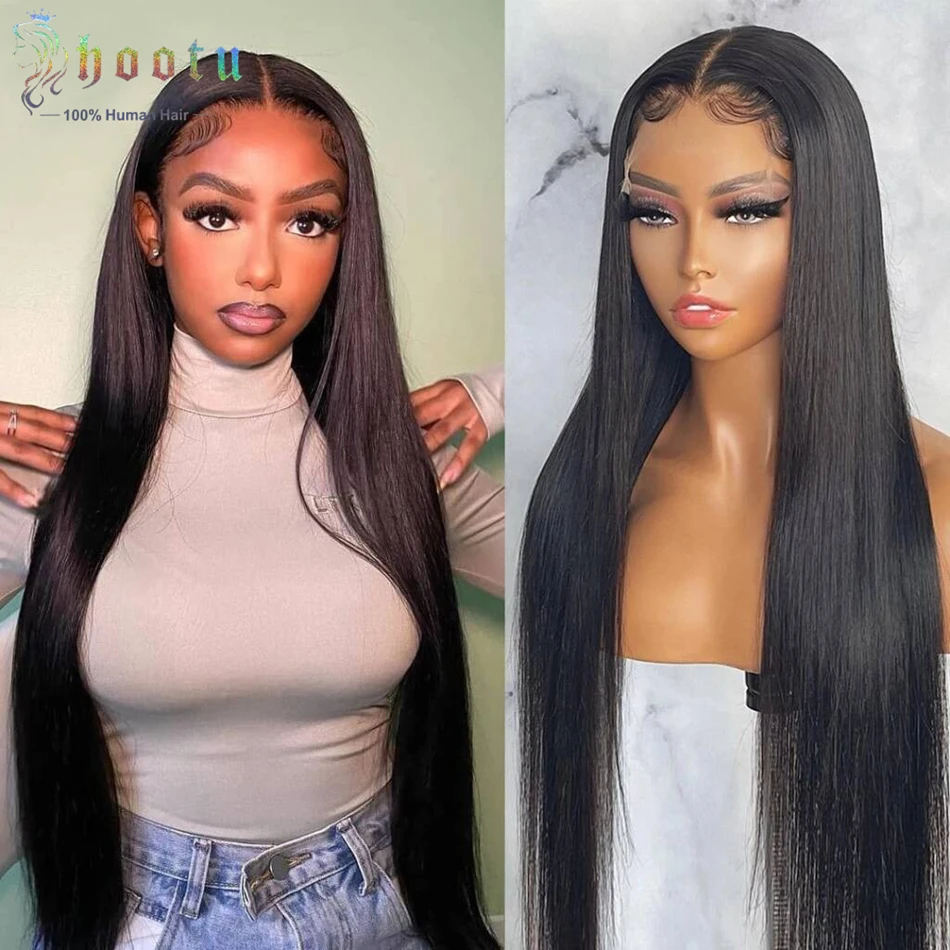 Парик Hootu 13x4 прямые человеческие волосы парик из человеческих волос на сетке