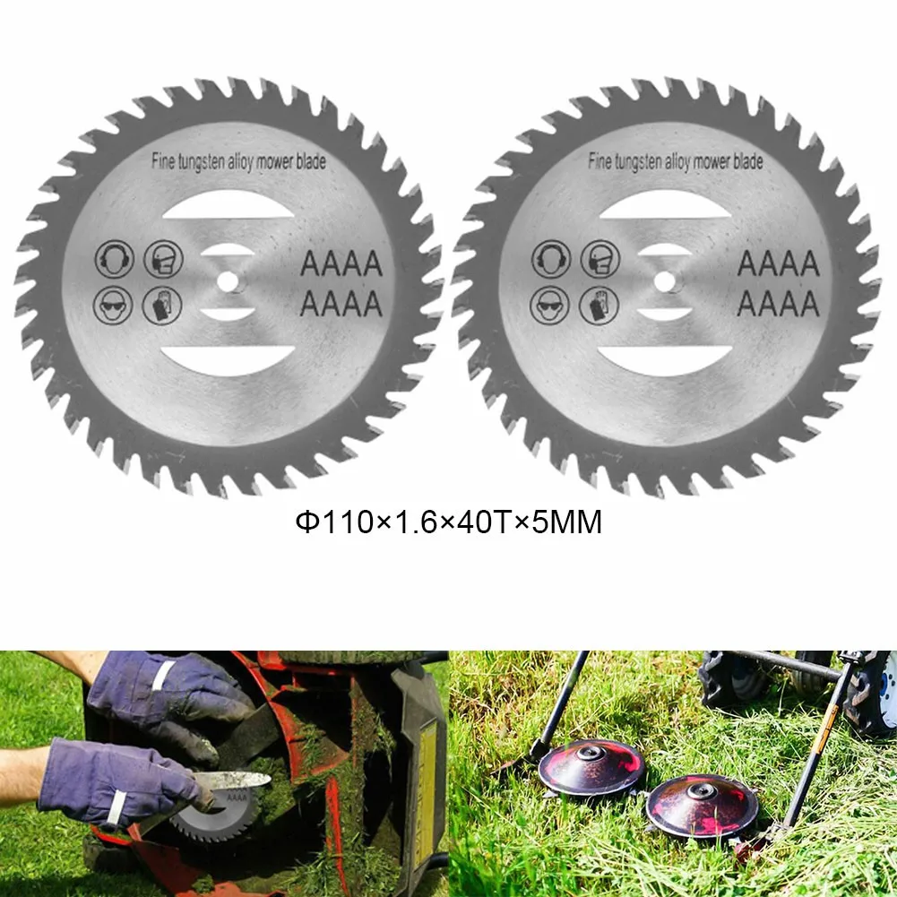 

2pcs Circular Lithium Lawn Mower Saw Blade Brush Disc Grass Trimmer Head Cutter Alloy Garden Power Tool Accessories 110*1.6*5mm