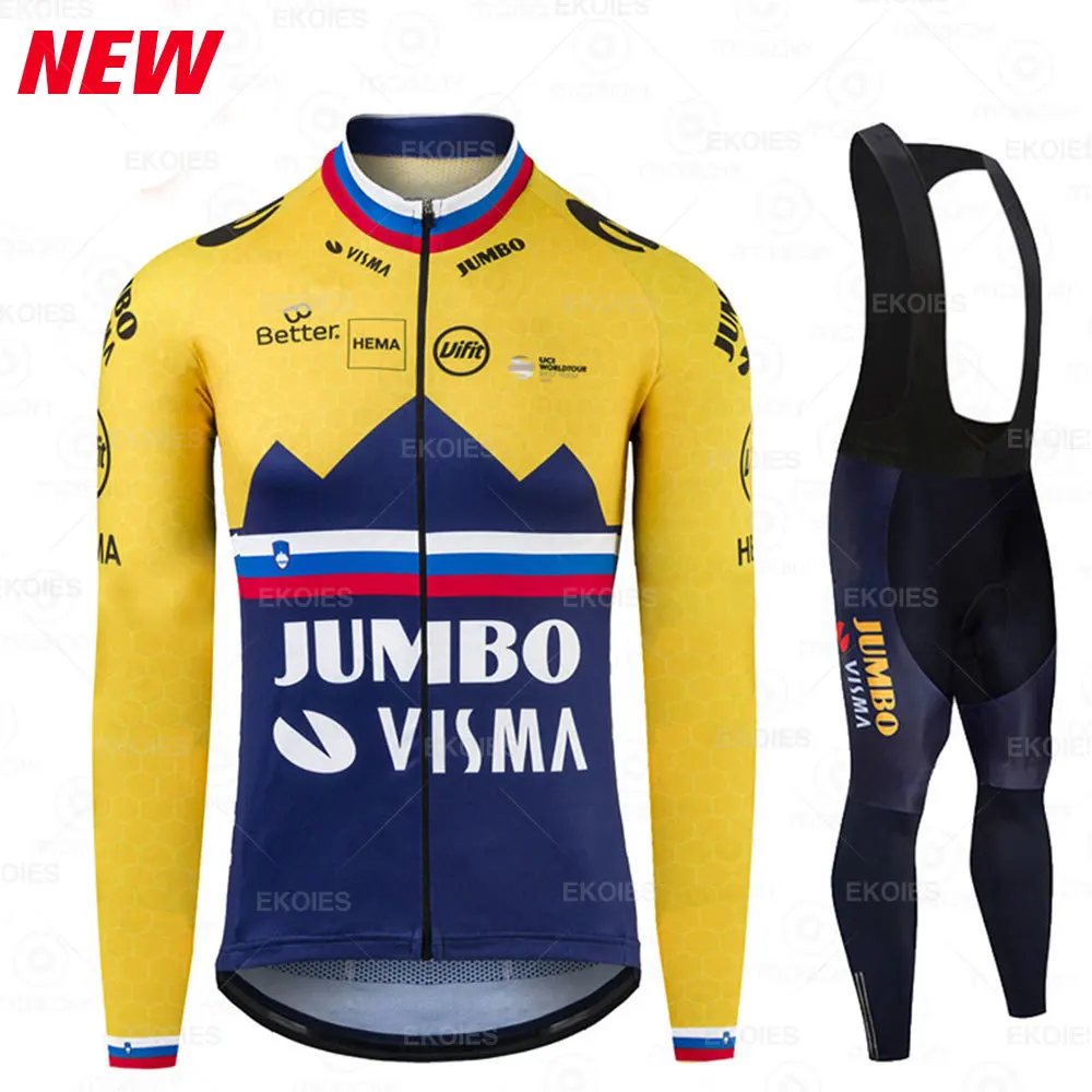 

Комплект одежды для велоспорта JUMBO VISMA мужской, дышащая Трикотажная футболка с длинным рукавом, весна-осень 2022