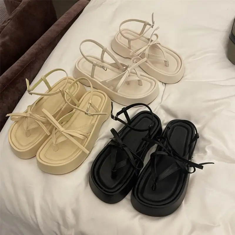 

2022 Women Platform Sandals Women's Fashion Round Toe Woman Shoes Sexy Ladies Flats Summer Casual Female Ankle Strap Sandalias