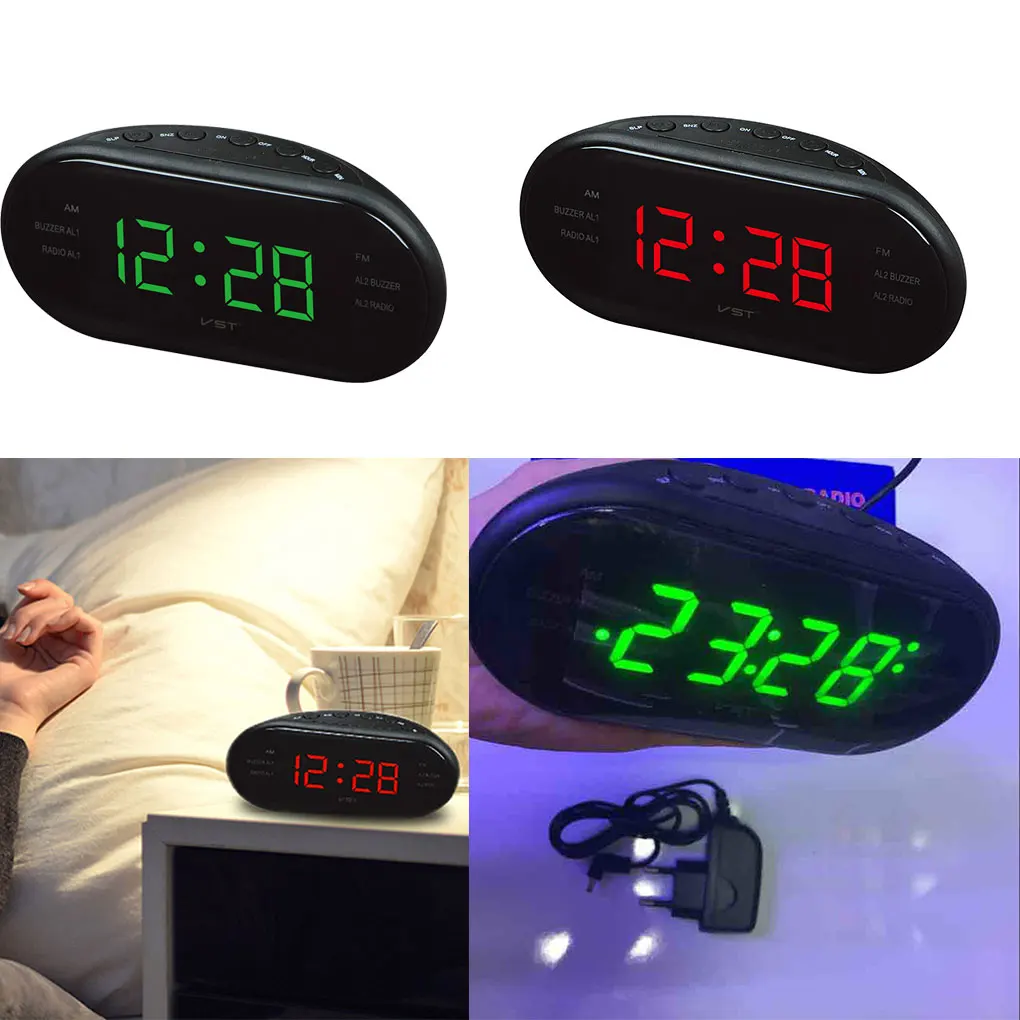 

New AM/FM LED Clock Electronic Desktop Alarm Clock Digital Table Radio Gift Home Office Supplies EU/US Plug