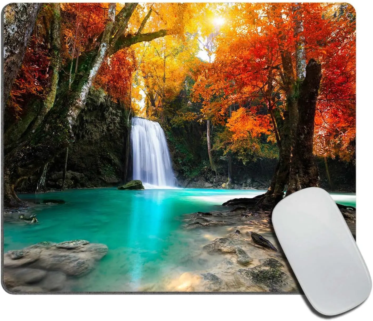 

Mouse Pad Rectangle Deep Forest Waterfall Anti-Slip Rubber Mousepad for Gaming Office Laptop Computer PC Men Women Kids