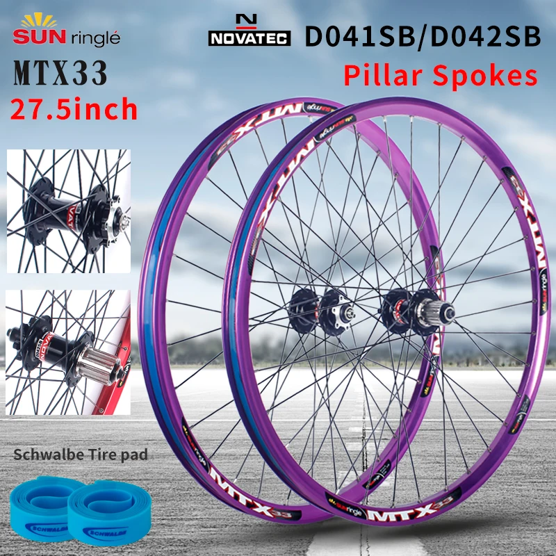 Купи Sunringle Mountain bike wheel set 27.5inch MTX33 MTB Aluminum alloy Disc Brake D041/D042SB hub 8-11S QR Bicycle Wheel за 5,956 рублей в магазине AliExpress