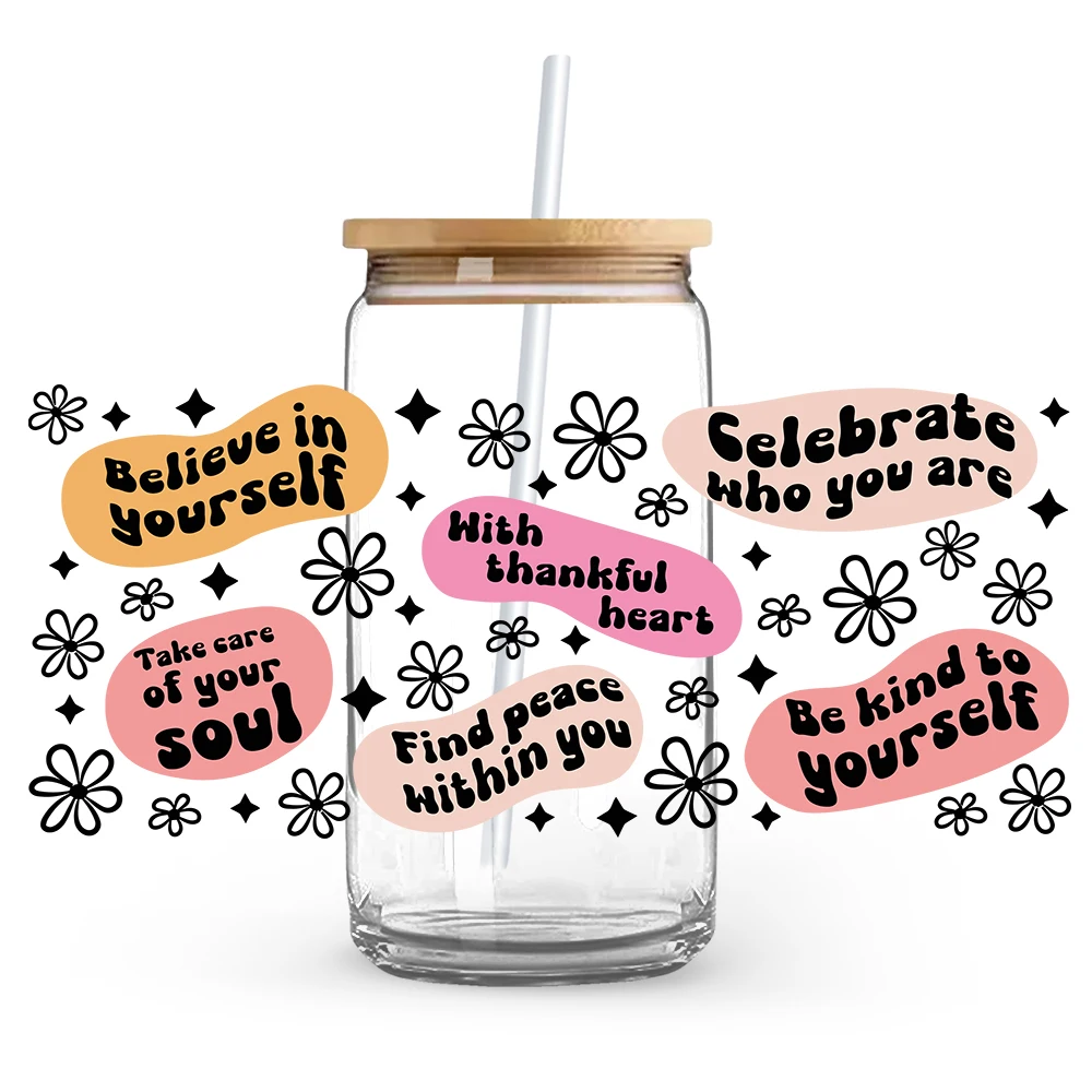 Стеклянная чашка Wrap UV DTF Life Vibes