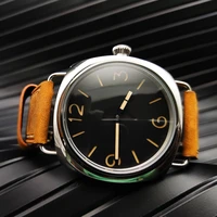 mens watch 45mm 17 jewels 6497 manual winding movement mechanical aseptic dial leather mens watch
