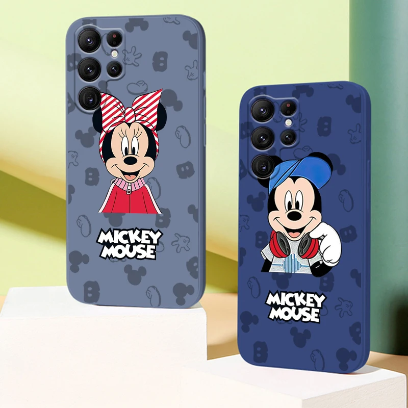 

Cartoon Mickey Minnie Mouse Phone Case For Samsung Galaxy S22 S21 S20 FE S10 Note 20 10 Plus Lite Ultra 5G Liquid Rope Funda