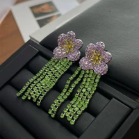 timeless wonder fancy zirconia floral tassel stud earrings for women designer jewelry goth ins korean cute gift rare trendy 4021