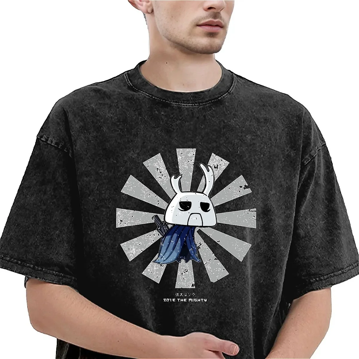 Винтажная промытая футболка с изображением рыцаря и зоты забавные повседневные