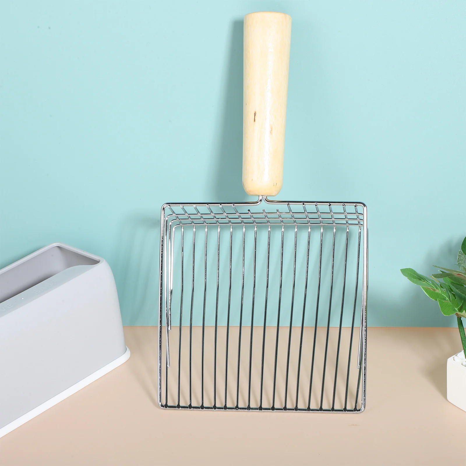 Совок для кошачьего туалета с большой деревянной ручкой ((набор) Серый) Товары