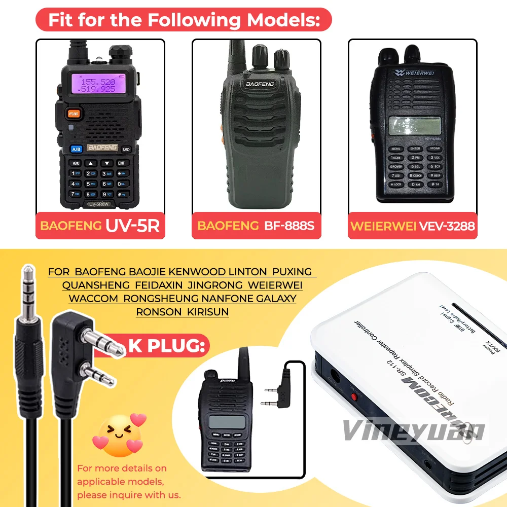 Фото Контроллер симплексного повторителя Surecom SR-112 Cross Band для Baofeng UV-5R 888S UV-5RA Walkie Talkie, двусторонняя радиосвязь, вилка K1 №5
