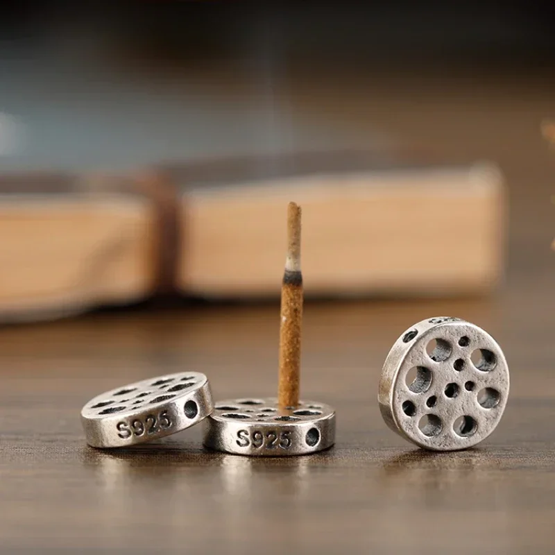 Винтажные креативные ломтики корня пористого лотоса из чистого серебра