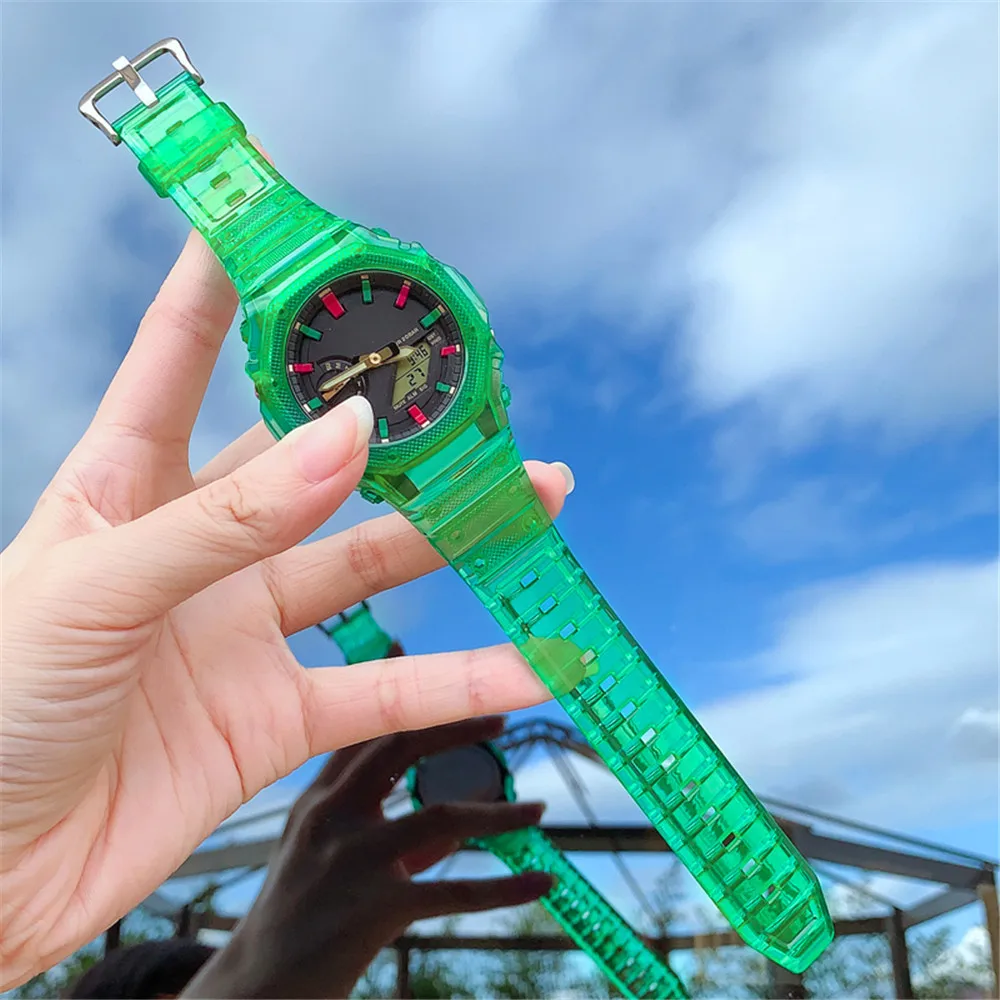Скидка Новый ремешок для часов чехол для Casio G-Shock GA-2100 Refit заменяемый мужской T прозрачный полимерный браслет на запястье Ga 2100 для мужчин женщин мужч...
