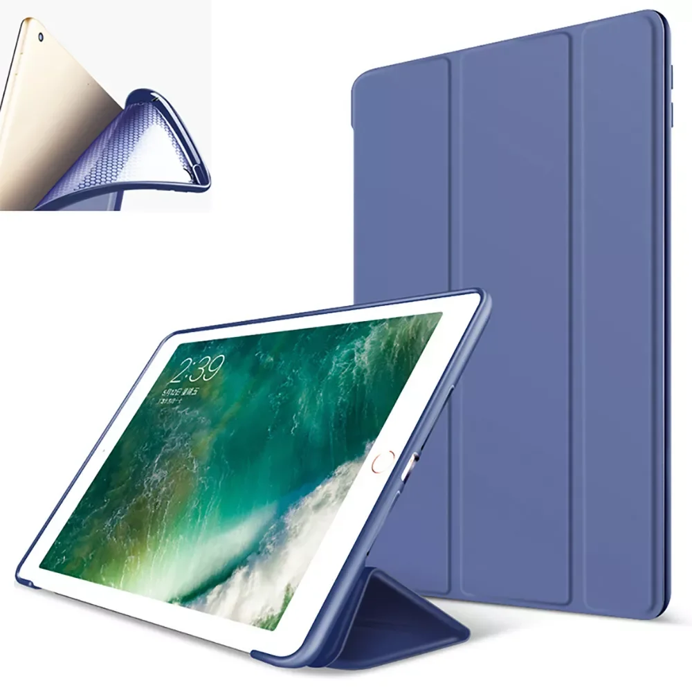 

For iPad Air 1 Case Silicone Soft Bottom + PU Leather Smart Case Auto Sleep / Wake Stand Cover for 9.7 inch A1474 A1475 A1476