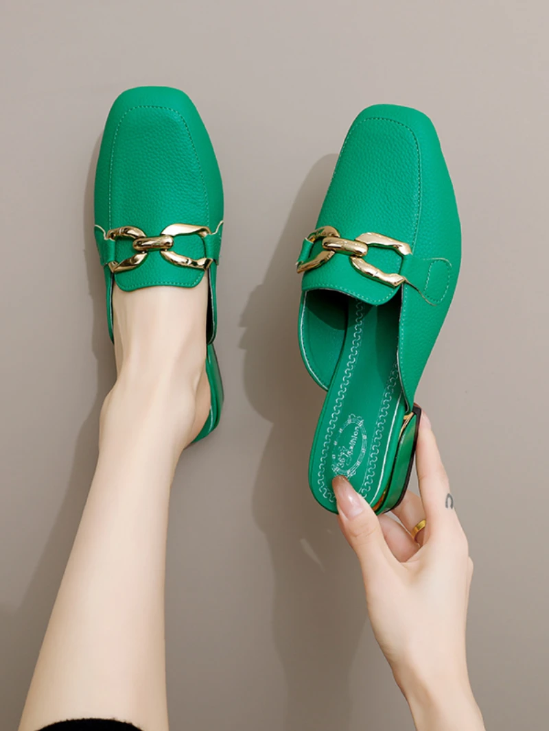 Мюли женские с круглым носком плетеные соломенные шлепанцы бант стиль рыбака