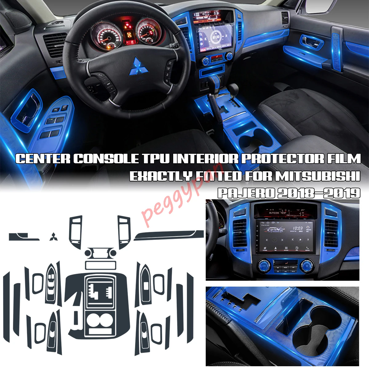 

Precut Interior Center Console Transparent TPU Clear Paint Protective Anti-scratch Repair Film For Mitsubishi Pajero 2018-2019