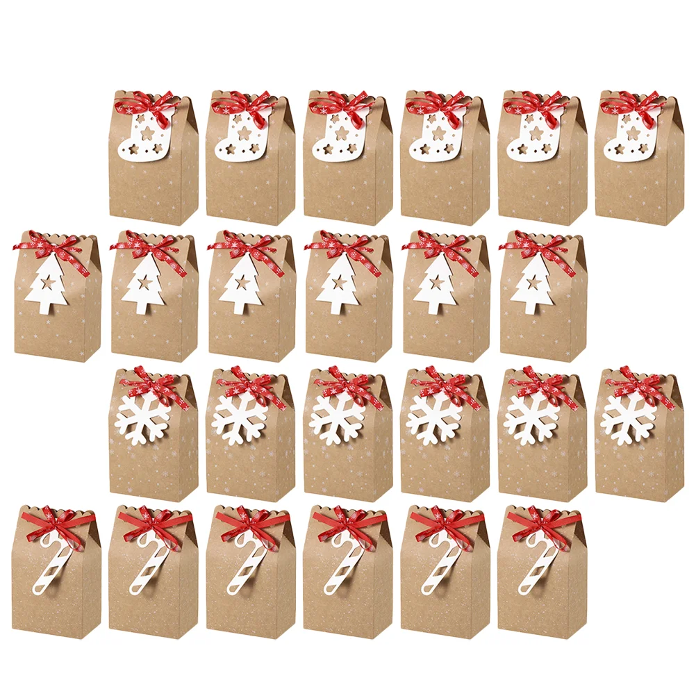 

24 Pcs 1 Bag Christmas Candy Storage Pouches Exquisite Gift Boxes (Khaki)