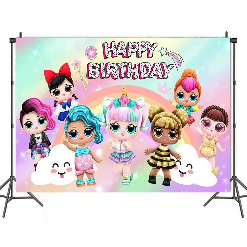 

LOL Surprise Doll Party Decoration Backdrops Photobooth Backdrop Children's Happy Birthday Party Wall Vinyl Photo Shootings
