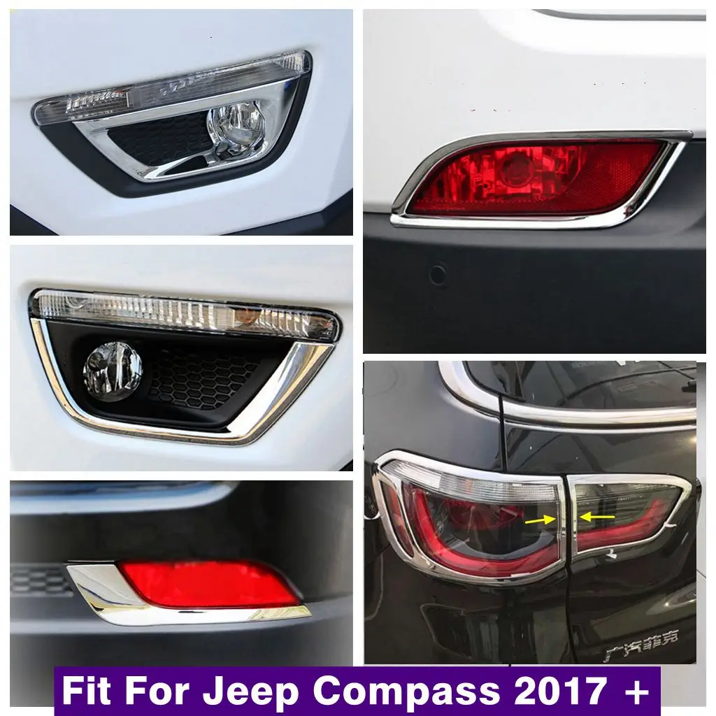 

Противотуманные фары для переднего и заднего бампера, накладки на окошко, подходят для Jeep Compass 2017-2021, хромированные внешние аксессуары