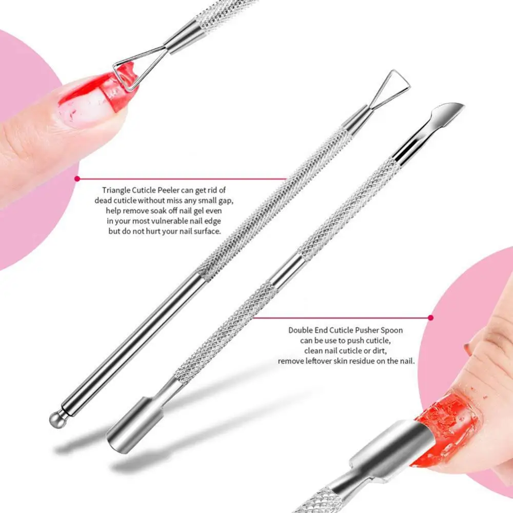 

Tools 1 Set Nail Gel Polish Remover Clips Brush Pad Cuticle Pusher File Bottle
