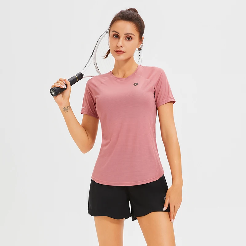 Женская быстросохнущая Спортивная футболка с коротким рукавом футболки для