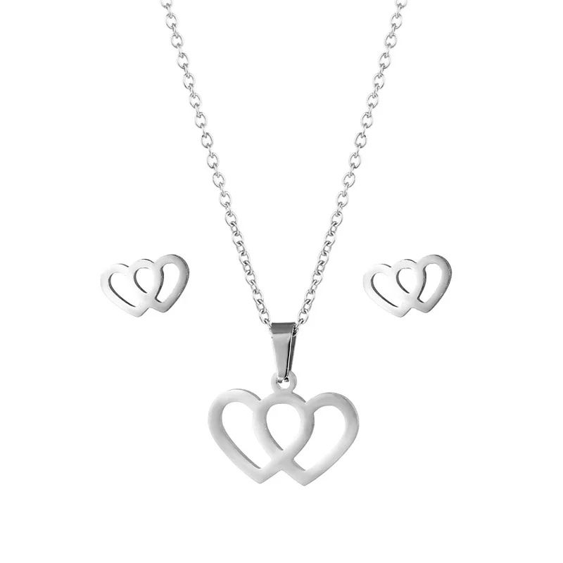 Комплект из колье и серёг, из нержавеющей стали