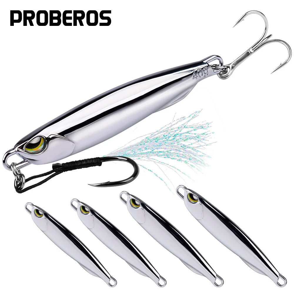 

PROBEROS 1pcs Metal Jigs Sinking Fishing Lure 15g 20g 30g 40g Long Casting Fishing Tackle Artificial Trolling Bait Hard Wobbler