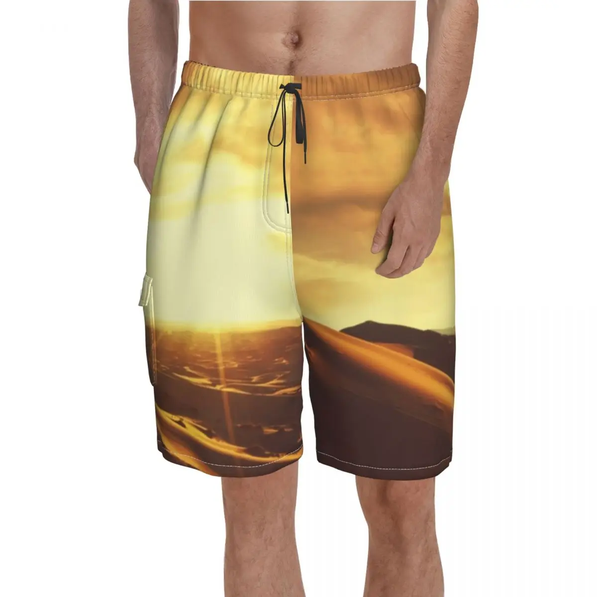 

Sahara Desert Board Shorts Golden Sunset Males Cute Board Short Pants High Quality Custom Plus Size Swim Trunks