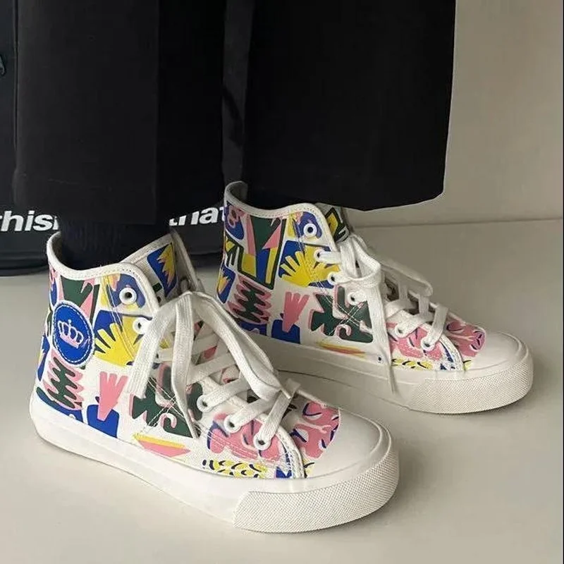 

Women Summer Shoes 2022 Mix Colors Print Women Espadrilles Streetwear Canvas Sneakers Summer Casual Zapatillas Mujer A0-119
