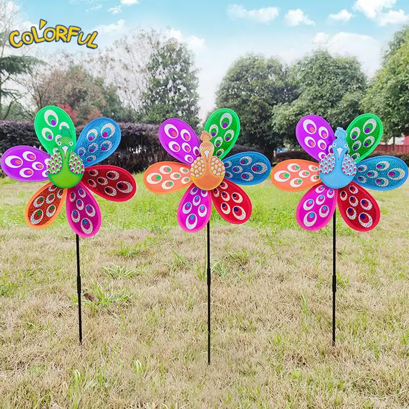 

1PC Colorful 3D Lovely Handmade Wind Spinner Windmill Toys For Baby Peacock Decoration Garden Yard Outdoor Classic Toy Kids