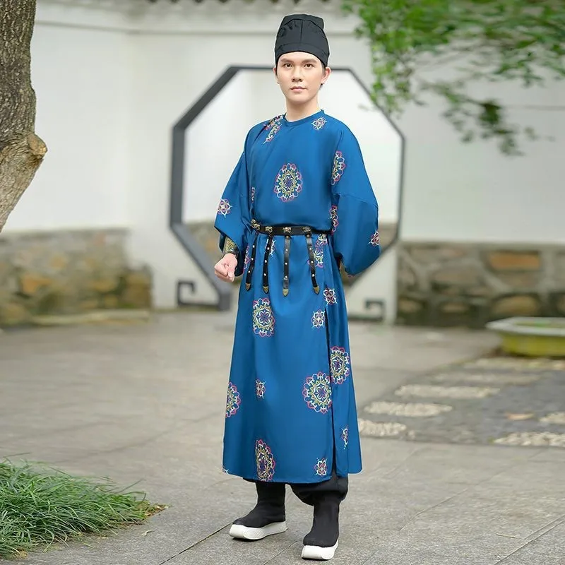 Платье Hanfu с круглым вырезом для пар Красивая зеленая одежда фотоальбом принтом