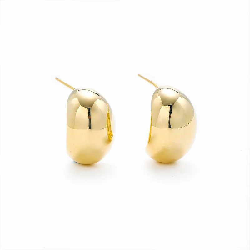 

Li silver jewelry C-shaped smooth Earrings Korean metal versatile simple light luxury Earrings temperament Earrings female