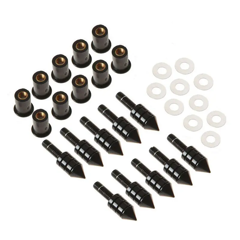 

Вау черные мотоциклетные болты с шипами для ветрового стекла, шайбы с хорошими гайками для Honda Yamaha Suzuki Kawasaki...