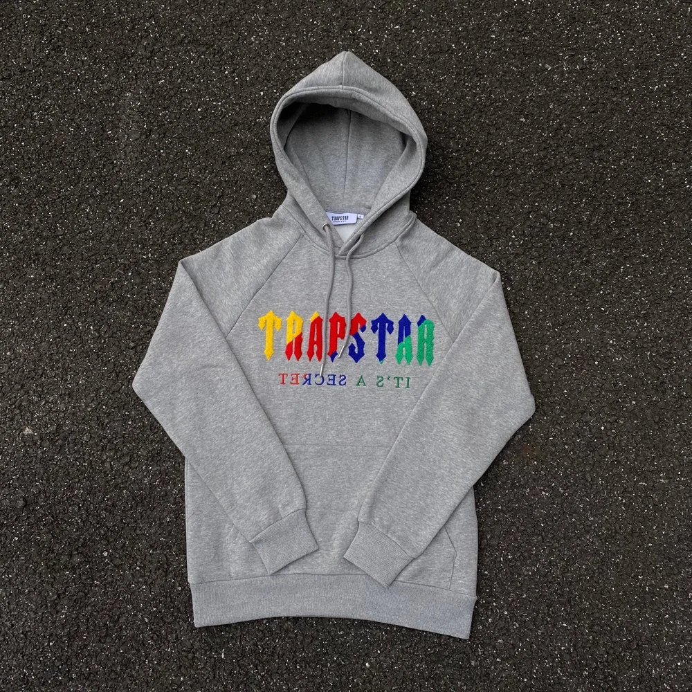 

New Oversized Hoodie Men Woman Rainbow Letter Towel Embroidery Pullover High Quality Hooded Sweatshirts Streetwear Gym