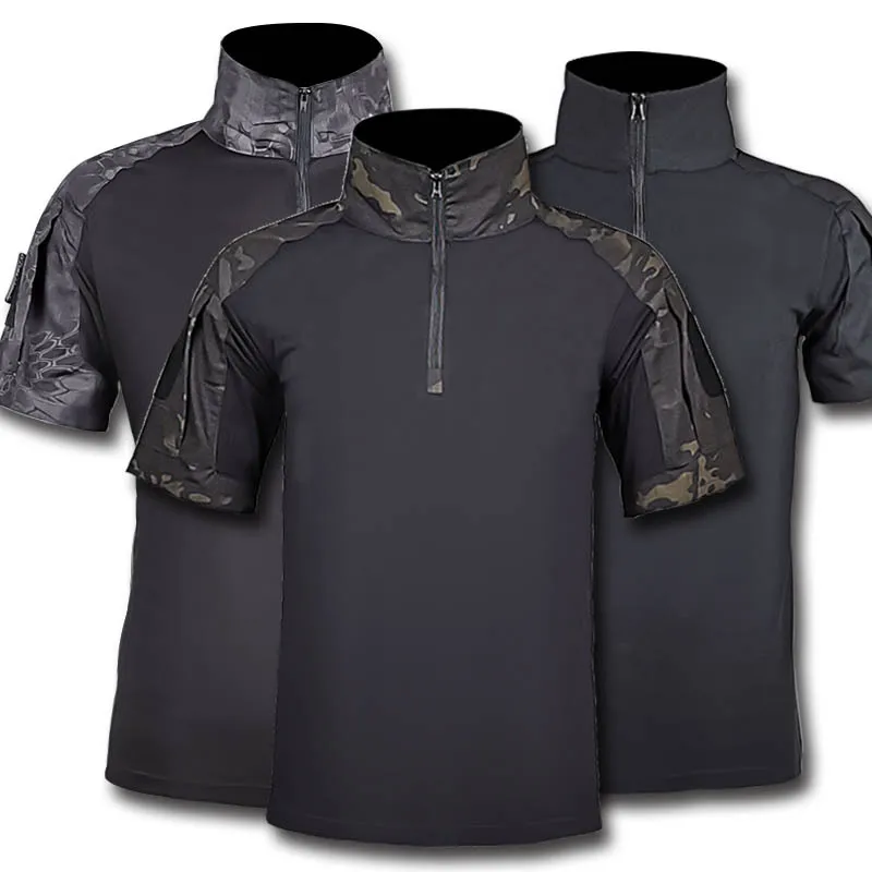 

Футболка мужская быстросохнущая, военная тактическая рубашка с коротким рукавом, для походов, походов, скалолазания, охоты, камуфляжная одежда