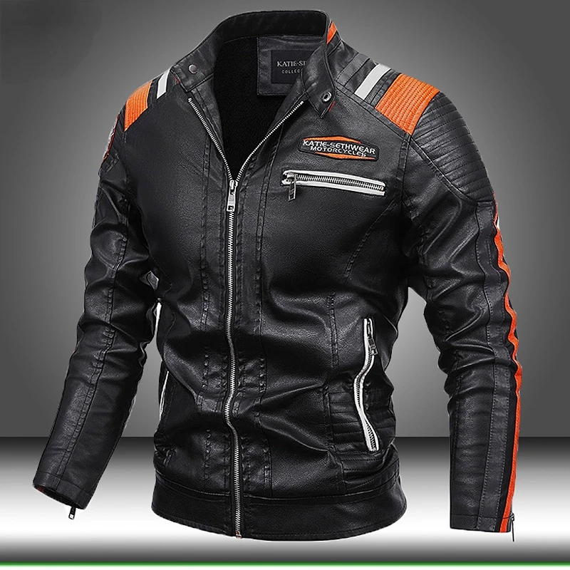 

Winter New Causal Vintage Leather Men Jacket Coat Mens Autumn Zipper Design Motor Biker PU Leather Jacket Male Baseball Outwear