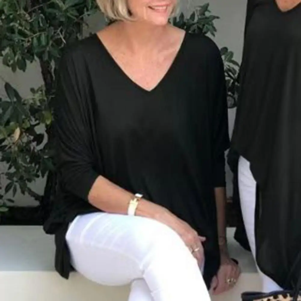 

Soft Texture Chic Three Quarter Sleeve Lady Summer Casual Shirt Thin Tunic Blouse Sturdy Sewn Outdoor Clothing
