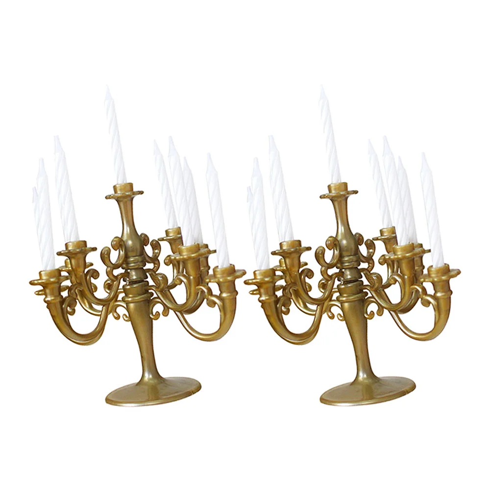 

Cakebirthdaytopper Candelabra Candlestick Holder Picks Insert Decorativetaper Cupcake Lights Fancy Wedding Gold
