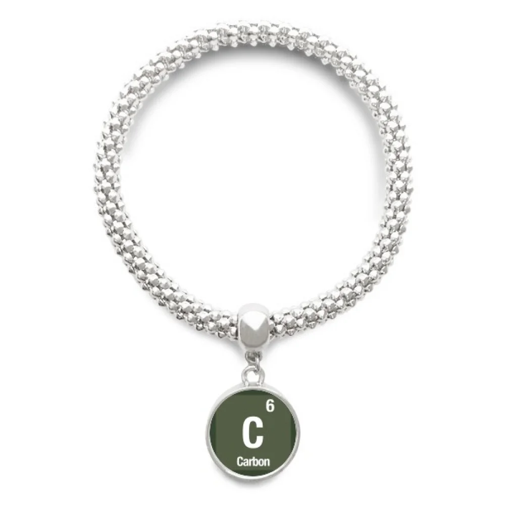 

C Carbon Checal Element Science Sliver Bracelet Pendant Jewelry Chain Adjustable Bangle