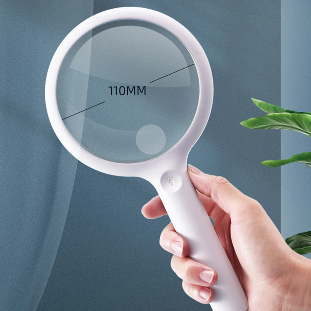 

3x/10x HD Handheld Magnifying Glass Lens with 20LED Lights Rechargeable Touch Switch Illuminated Magnifier Loupe for Reading