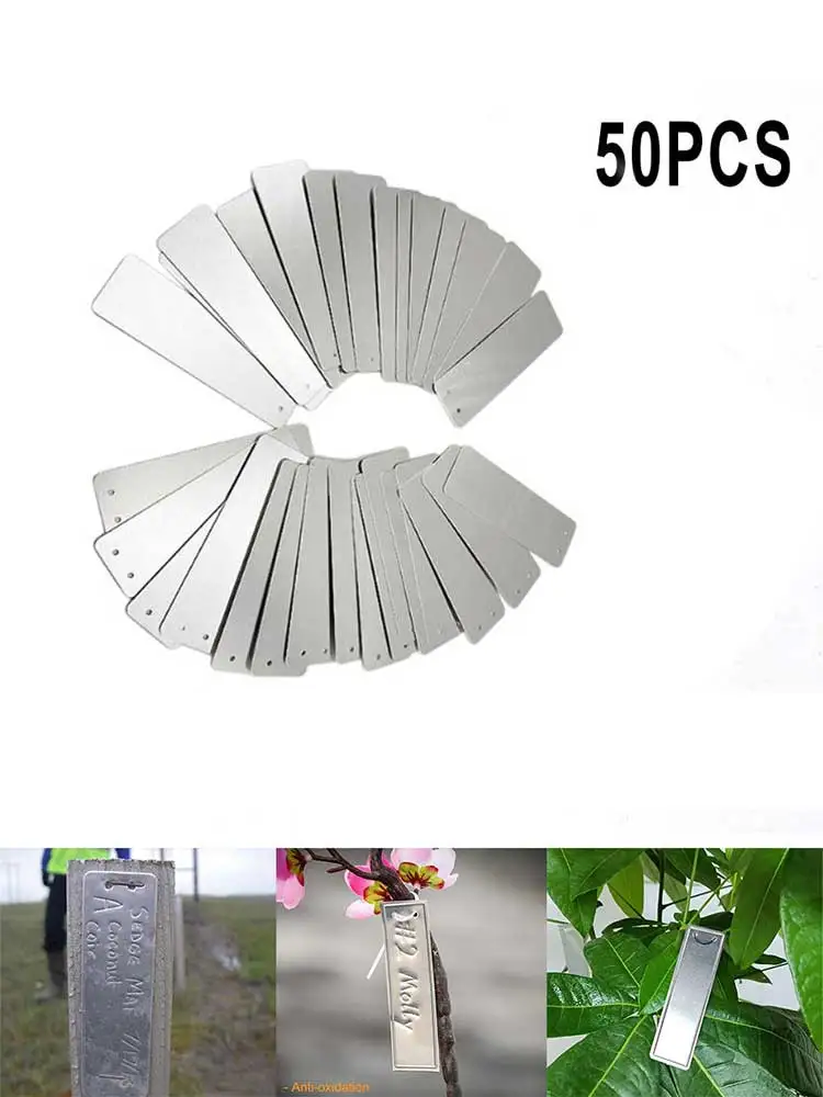 

50pcs Aluminum Plant Labels Hang Tags Waterproof Flower Seed Varieties Tagging Marker Garden Labels Plaques For Plants Sign