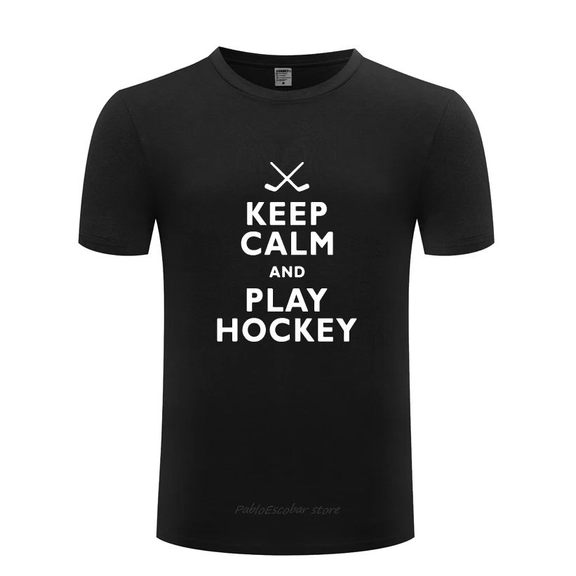 

Keep Calm and Play Hockey Novelty Mens Men T Shirt New Short Sleeve O Neck Cotton Casual Unisex Teeshirt Euro Size