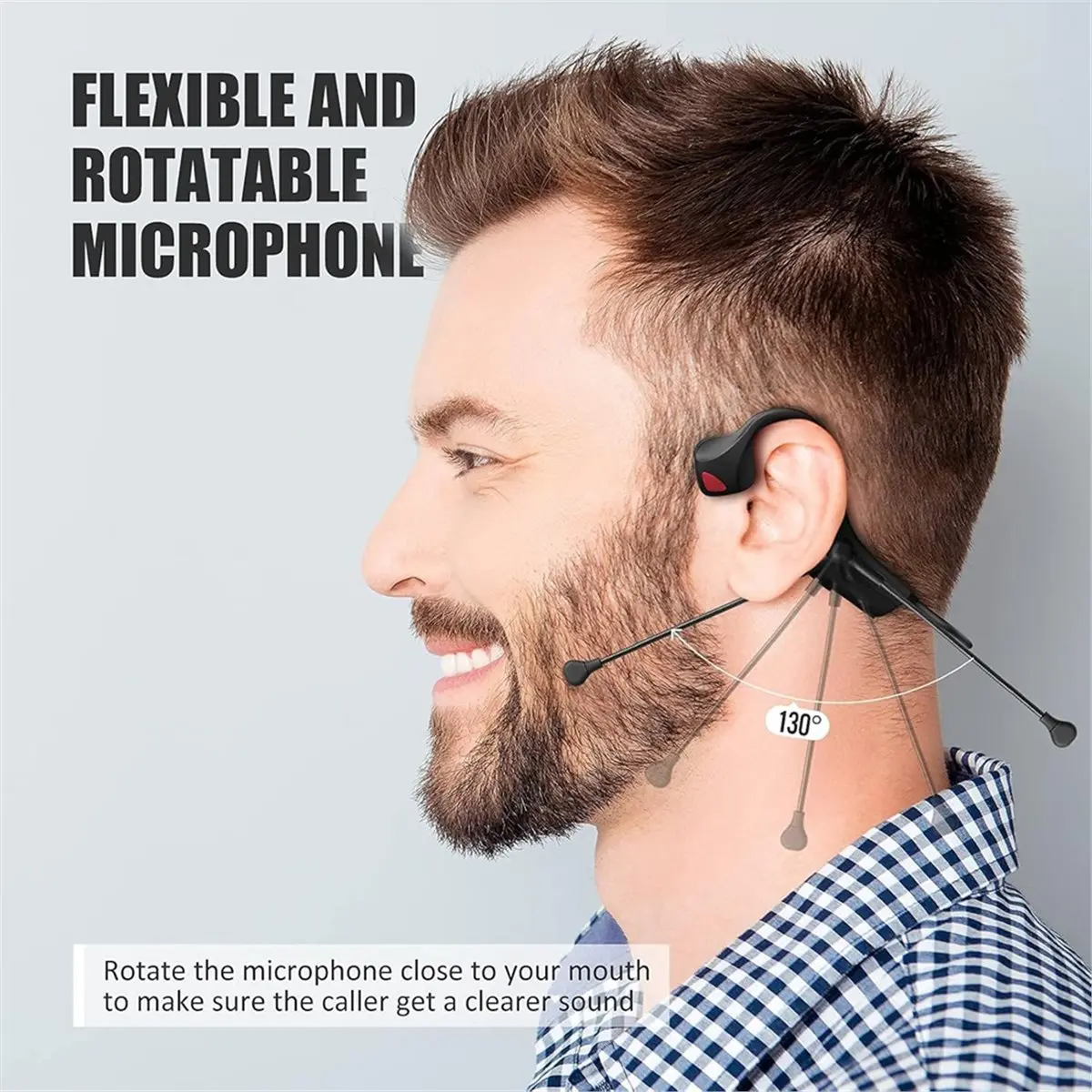 Фото Наушники ABSY Bluetooth с микрофоном, открытая гарнитура с микрофоном на штанге и шумоподавлением, удобная беспроводная компьютерная гарнитура №3